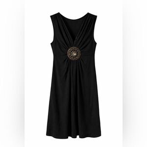 Scarlett Black Midi Dress with Gold Accent